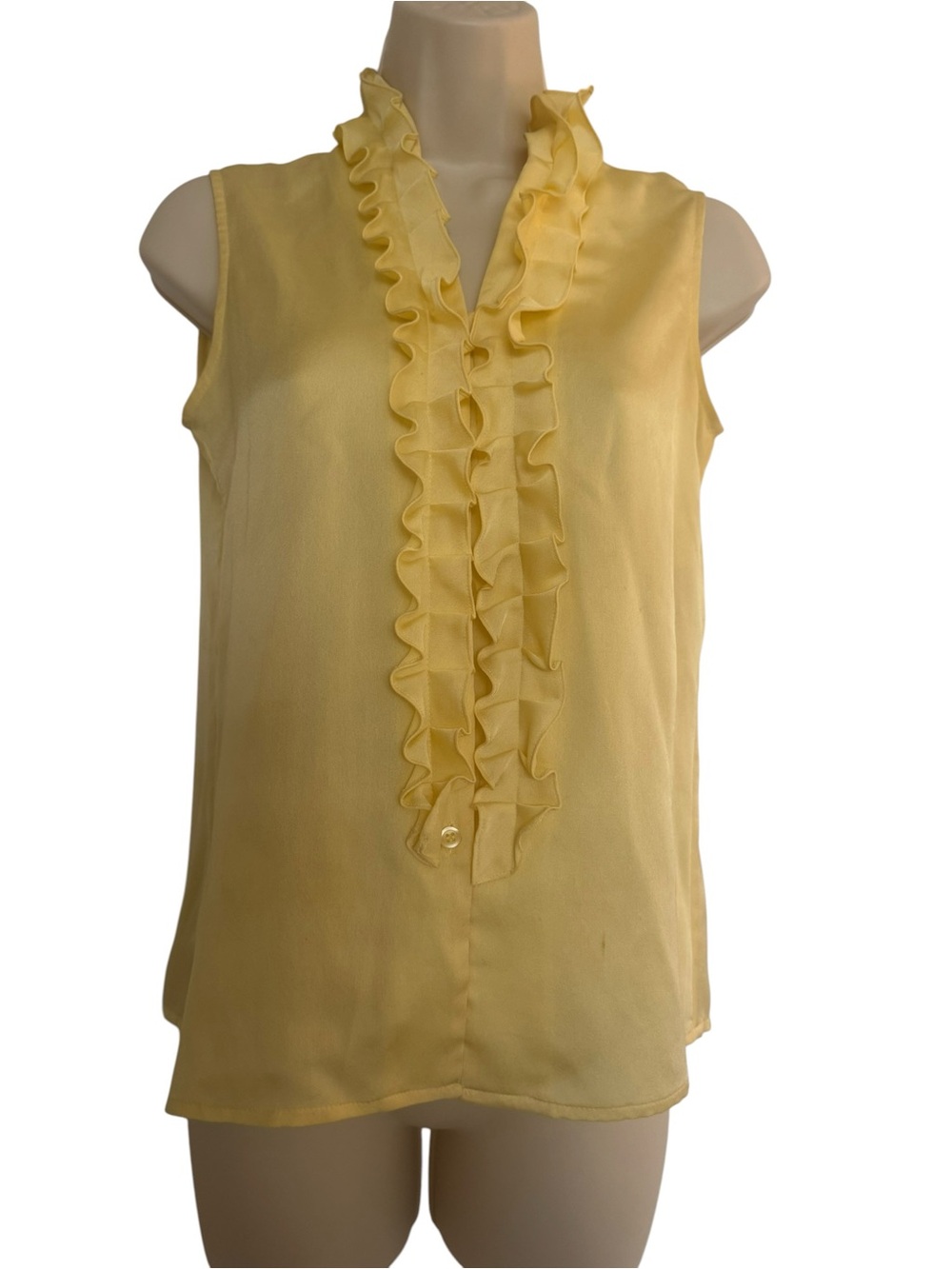 Anne Klein Ruffled  Sleeveless Blouse - Yellow- Sz 2